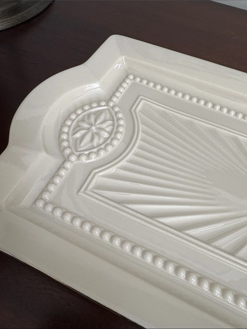 Vintage Lenox Forum Collection ivory porcelain serving tray 13 1/2” x 7”